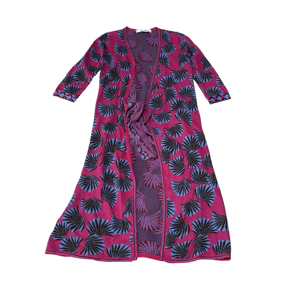 Diane von Furstenberg‎ Lainey Metallic Jacquard Knit Wrap Dress in Fuchsia XS